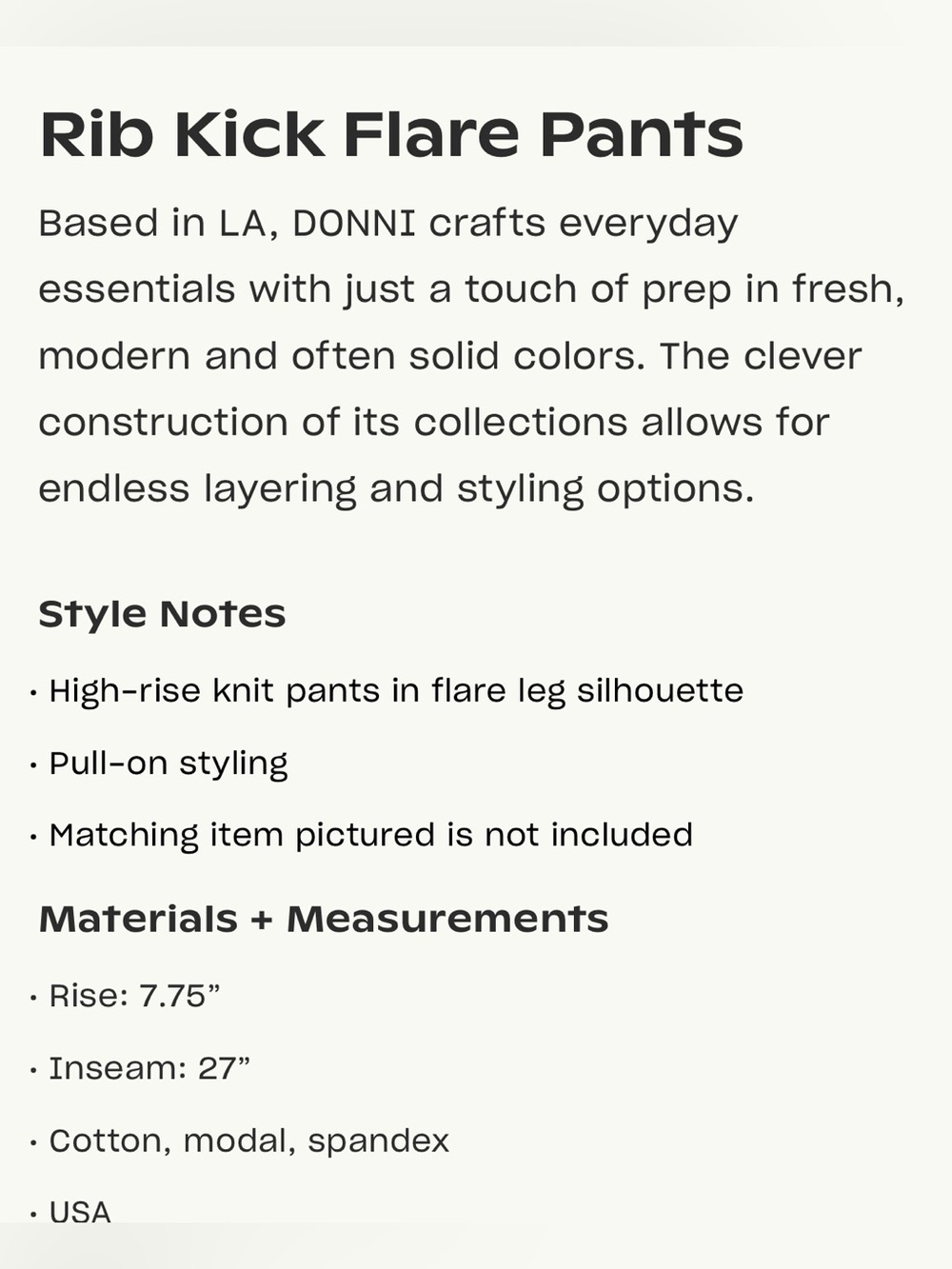 Donni Ribbed Kick Flare High Rise pant - Picture 8 of 9
